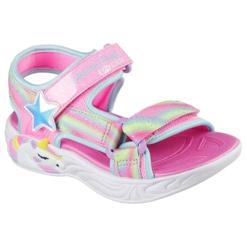 Image of Skechers Girls Unicorn Dreams Flat Sandal, Pink, 9 UK Child