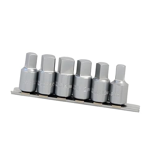 Image of Neilsen CT5234 6pc Oil Drain Plug Key Set – 3/8in Dr Square Socket Bit Set with Rail – Sizes 8mm, 10mm, 12mm, 14mm, 3/8in, 1/2in