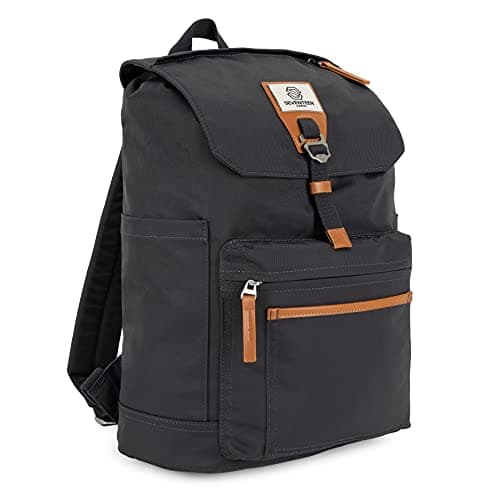 Image of SEVENTEEN LONDON – Modern Dark Grey 'Fulham' Fold Top Backpack in a Classic Urban Design – Fits Laptops up to 15"