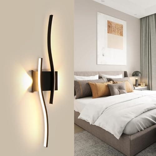 Image of Comely Modern LED Wall Light Indoor, 20W Black Line Wall Lampe 3000K Warm White, Long Wall Sconce for Bedroom Living Room Kitchen Hallway