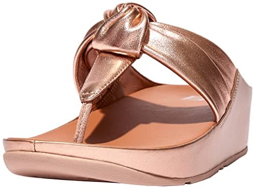 Image of Fitflop Women's Twiss Ii Knot-Strap Leather Toe-Post Sandals, Rose Gold, 5 UK
