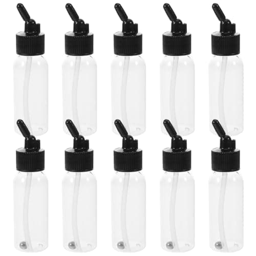 Image of OHPHCALL 10pcs Plastic Airbrush Paint Bottles with Caps 60ml Refillable Dispensing Bottles for Precise Paint Mixing and Creative Projects, Suitable for On-the-go Artist Applications