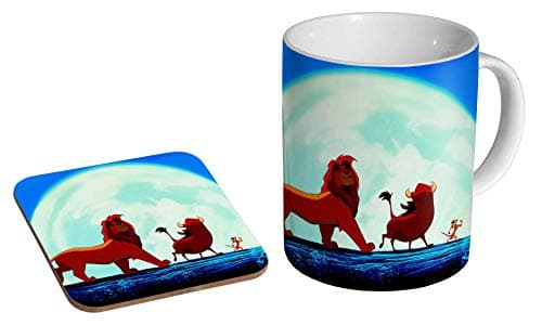 Image of Lion King Hakuna Matata Tamone & Pumba Ceramic Coffee Mug + Coaster Gift Set …