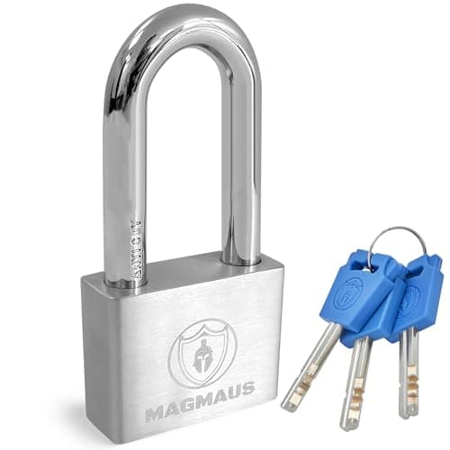 Image of Magmaus® PDE50 [Never-Rust] Heavy Duty Waterproof Outdoor Padlock with 3 Keys - Stainless Steel - [10mm Anti-Cut Shackle] - [High Security Protection] - Ideal Gate or Shed Lock