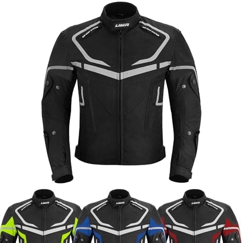 Image of LIMA MOTO Men’s Motorcycle Jacket 4 Season Cordura Textile Biker Jacket Waterproof Windproof with CE Armor, Air Vents & Removable Thermal Liner Riding coat (UK, Alpha, L, Regular, Regular, Black)