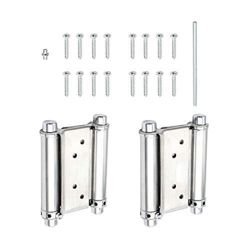 Image of Bohaner 2 Pack 4 Inch Double Action Spring Hinges, 304 Stainless Steel Self Closing Dual Swing Door Hinges, Heavy Duty Swinging Door Hinges for Cafe, Saloon, Restaurant and Home Use
