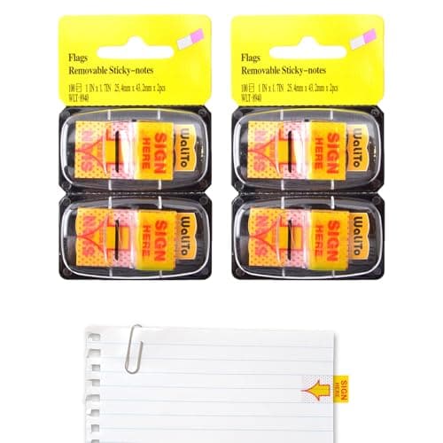 Image of Sign Here Stickers 200pcs Post It Notes Tabs Sign Here Tabs Arrow Sticky Notes Page Markers for Reminder Documents, Notebooks, Home Office, School Supplies