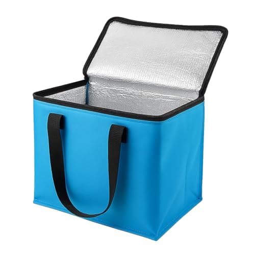 Image of TIJAR® Hot Food and Cooler Bag, 12L, Insulated Bag and Carrying Handle, Collapsible Medium Size Cool Bag, Lunch Bag, Cool Box, Grocery Shopping Bags, Cooling Bag for Camping BBQ Outdoor (Blue 12L)