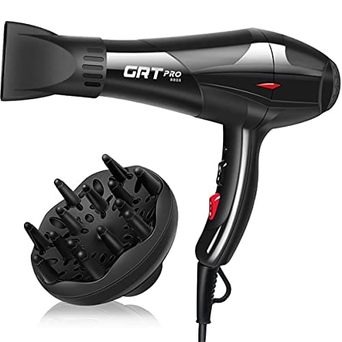 Image of Professional Hair Dryer 3500W Ionic Hairdryer AC Motor Blue Light Anion with 1 Diffuser & 2 Nozzles Accessories, Overheating Protection 2 Speeds 3 Heat Settings for Women Men Home Salon