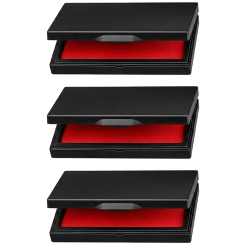 Image of 3 PCS Red Ink Pad, Solid Red Stamp Pads for Crafting and Document Use, Fingerprint Ink Pads for Office and Home, Reusable Ink Stamp Pads for Various Surfaces