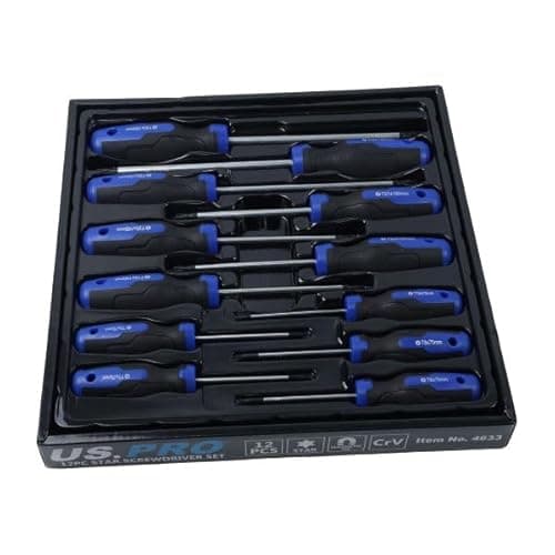 Image of US PRO Magnetic TORX Screwdriver Set 12pc Star Tork Tool Set T6 - T45 Torx Drive