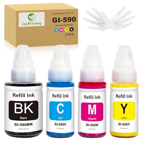 Image of JoyPrinting Compatible Ink Bottle GI-490 GI-590 GI-590BK GI-590C GI-590M GI-590Y Replacement for Canon PIXMA G1000 G1400 G1500 G2000 G2400 G2500 G3000 G3400 G3500 G4500