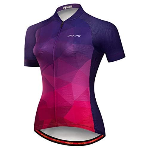 Image of Cycling Jersey Womens Bike Jersey Zip Mountain Cycle Shirts Short Sleeve Road Bicycle Tops Pro Team Racing MTB Tops for Ladies Female Clothing wear Size L