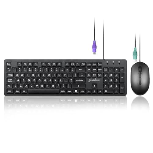 Image of Perixx PERIDUO-117 Wired PS/2 Keyboard and Mouse Combo, Full-Size Keyboard with Optical Mouse, UK QWERTY Layout