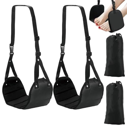 Image of 2 Airplane Foot Rests, Long Haul Flight Essentials with Support Plates, Foot Support for Extended Travel Comfort, Plane Footrest for Office and Home Use