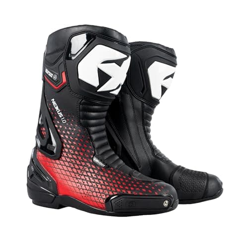 Image of Oxford Men's Nexus 1.0 Air Motorcycle Boots, Black/White/Red, UK 9 (EU 43)