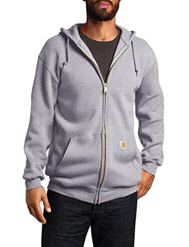 Image of Carhartt Men's Loose Fit Midweight Full-Zip Sweatshirt, Heather Grey, XL