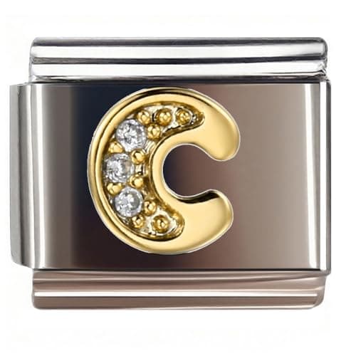 Image of NOOFNO Italian Bracelet Charm,9mm,Letter-C Initial,Letter > Diamond letter
