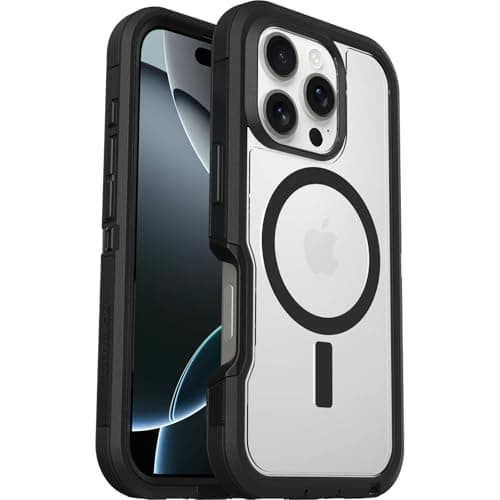 Image of OtterBox Defender Series XT Clear MagSafe Case for iPhone 16 Pro, Shockproof, Drop proof, Ultra-Rugged, Protective Case, 7x Tested to Military Standard, Clear/Black, Non-Retail Packaging