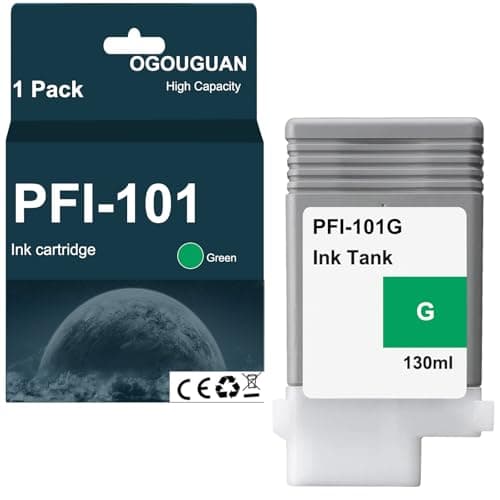 Image of OGOUGUAN Ink Cartridge Compatible with Canon PFI-101 PFI101 PFI 101 Pigment 130 ml for Canon iPF 5000 5100 iPF 6000s 6100 6200 (1 Green)