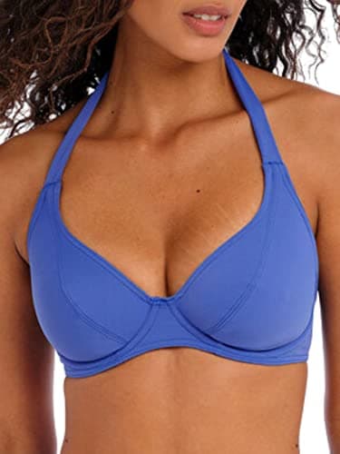Image of Freya Jewel Cove Halter Bikini Top Plain Azure Blue 36F