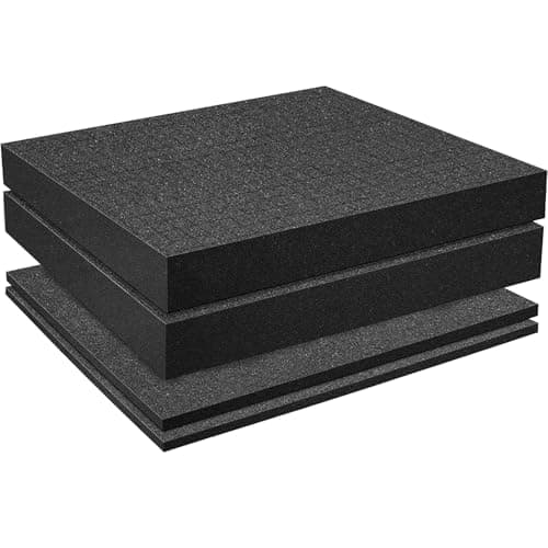 Image of 4PCS Square Foam Cube, Pick & Pluck Foam Inserts for Tool Boxes, Game Cases & Storage Drawers, Durable Black Cushion Foams for Organising Tools (2 PCS 400 x 300 x 50 mm/2 PCS 400 x 300 x 10mm)