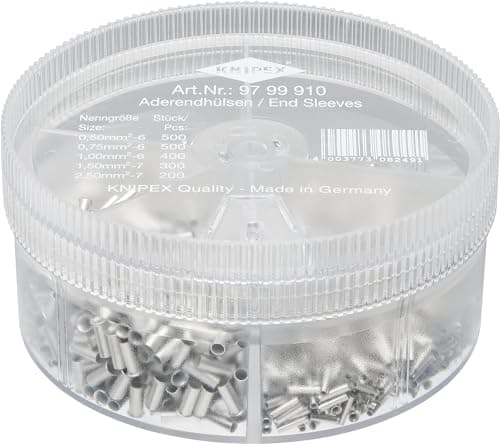 Image of KNIPEX Assortment Boxes with 1900 Non-Insulated Wire Ferrules 5 x Wire Ferrule Sets, 97 99 910