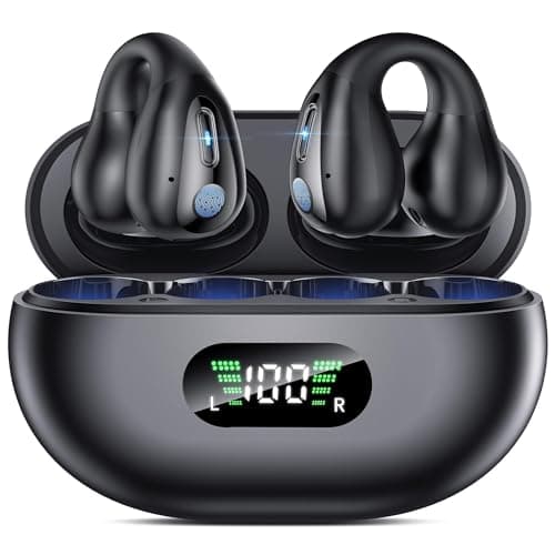 Image of Boytond Open Ear Clip Wireless Earbuds Bluetooth 5.3, Sports Earphones Built-in Microphone with Earhooks & Ear Hook, Wireless Charging Case & Display, Waterproof Fitness Headphones for Sports
