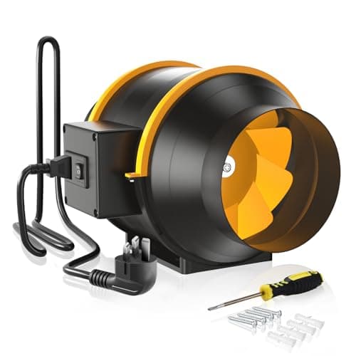 Image of FanGoFast Inline Extractor Fan 125mm/5 inch with Adjustable Speed Controller and UK Plug, 285m³/h Ventilation Fan for Bathroom, Office, Grow Rooms (Black, 125mm)