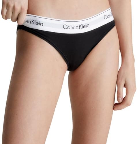 Image of Calvin Klein - Women's Underwear - Bikini Brief - Modern Cotton - Medium Rise Waist - Signature Waistband Elastic - Black - XS