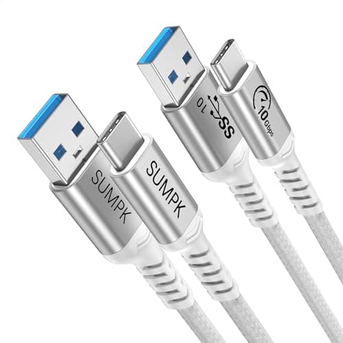 Image of SUMPK 1m USB C Cable 2 Packs, 60W Fast Charging & 10Gbps Data Transfer, Type C Charger Cord Compatible with Android Auto, CarPlay, Samsung Galaxy, iPad, MacBook, iPhone 15 and More (White)