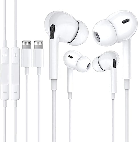 Image of Apple MFi Certified iPhone Headphones Earbuds Earphones wtih Lightning Connector Compatible with iPhone 14 13 12 11 Pro Max X XS XR 8 7 Plus with Microphone (White)