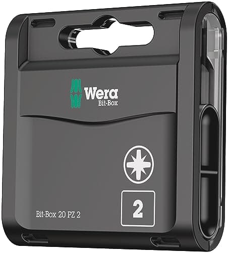 Image of Wera Bit-Box 20 H PZ2 Extra Hard bits for Drill/Drivers, 25mm, 20pc Pack, 05057760001, Black