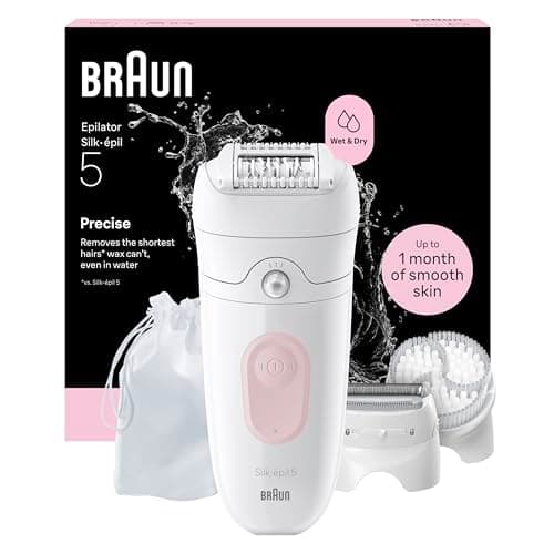 Image of Braun Silk·épil 5 Epilator for Women, 5-060, Flamingo Pink - Wet & Dry Hair Removal, Shaver Head, Trimmer Comb, Exfoliation Brush, Lasting Smooth Skin