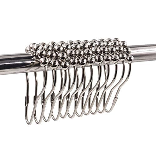 Image of Ulable 24 Pack Shower Curtain Hooks Rings Roller Balls Chrome Shower Rings Stainless Steel Metal Rust Free. (Chrome)