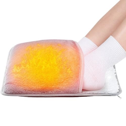 Image of Foot Warmer - 10 Inch Heater | Velvet Mat - Electric Heated Foot Cushion with Soft Velvet Top and Rubber Sole for Winter Room, Indoor Comfort, Relax