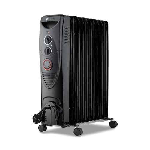 Image of PureMate Oil Filled Radiator, 2500W/2.5KW - 11 Fin - Portable Electric Heater, 3 Power Settings, Adjustable Temperature and Thermostat, Thermal Safety Cut off & 24 Hour Timer