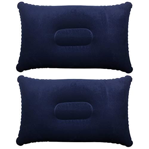 Image of TRIXES Inflatable Camping Pillows – 2-Pack - Navy Blue - Soft Flocked Pillows for Travel, Camping, Festivals, Fishing etc. - Ultra Light Water-Resistant – Holiday Essentials