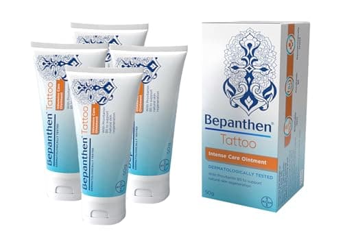 Image of Bepanthen Tattoo | Keeps Tattooed Skin Hydrated & Looking Healthy | Free from Preservatives | Made with Provitamin B5 | 200g (4 tubes of 50g)