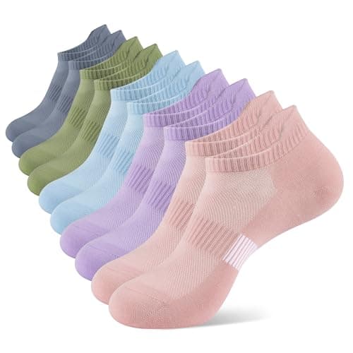 Image of YOJOOM Running Socks for Womens 5 Pairs Cotton Ankle Trainer Socks Ladies Breathable Casual Low Cut Sports Seamless Sock (UK, Numeric, 6, 8, Regular, Regular, Multicolour)