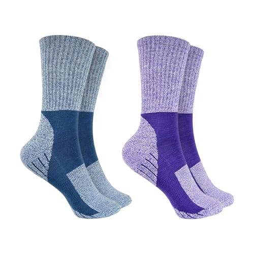 Image of 2 Pack Hiking Socks Women | Cushioned Anti Blister Socks | Durable, Moisture Wicking & Breathable Walking Socks Women | Outdoor Crew Socks for Hiking, Walking, Running | Quick Dry | Size 4-8