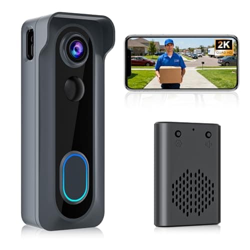Image of KAMEP Doorbell Camera Wireless with Chime, 2K HD Safe Video Doorbell Camera, Battery Operated, PIR Motion Detection, 2-Way Audio, Night Vision, 2.4Ghz WiFi, Only Cloud Storage, Works with Alexa