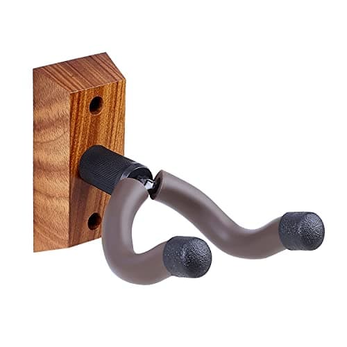 Image of KingPoint Guitar Wall Mount Guitar Hanger Black Walnut Guitar Hook for Acoustic Electric Bass Guitar Wall Hanger Hooks Holder (Zebra Wood Hanger)