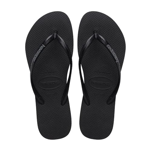 Image of Havaianas Slim Logo Pop Up Women Flipflop Black/Steel Grey 4.5/5 UK