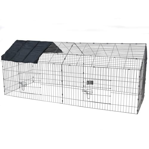 Image of Actiaspet - Grey Metal Pet Run with Gabled Roof and Sunshade | 180 x 75 x 75cm