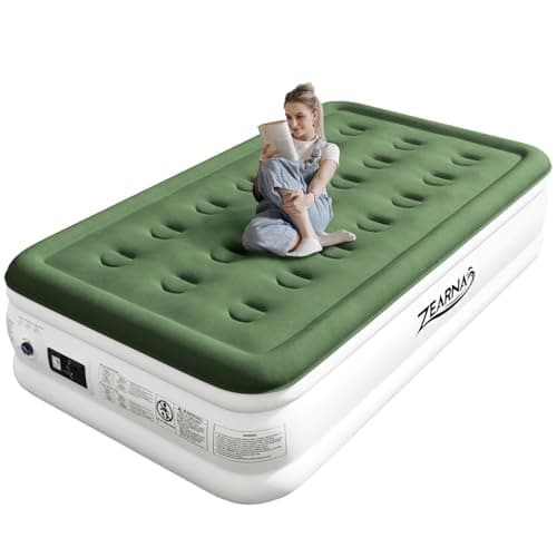 Image of Zearna Single Air Bed, 190x100x40cm Single Air Mattress with Built-in Electric Pump, Inflatable Mattress 3 Mins Self Inflation Deflation, Blow Up Mattress, Spare Guest Bed for Overnight Home Camping