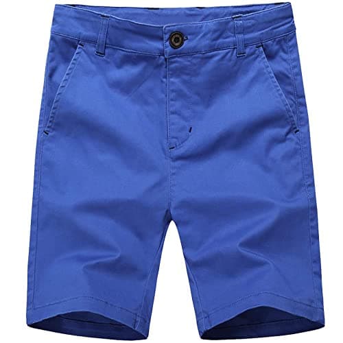 Image of BASADINA Boys Shorts Cotton Chino Shorts Fitted with Adjustable Waist Pants Kids Summer Clothes 4-14 Years Blue