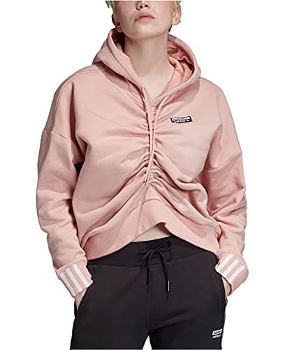 Image of adidas Originals Women's Ruched Zip Hoodie, Pink Spirit, XL