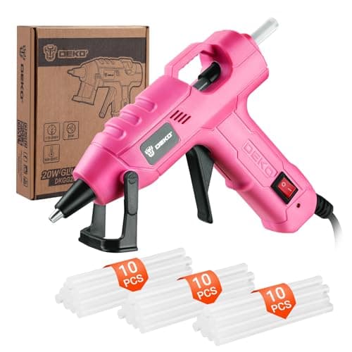 Image of Mini Hot Glue Gun Kit: DEKO 20W Hot Glue Gun Fast for Crafting with 7mm 30 Glue Sticks for School Kids Craft Hobby DIY Arts Card Sealing Glass Fabric Metal Wood Plastic Home Repairs,Pink