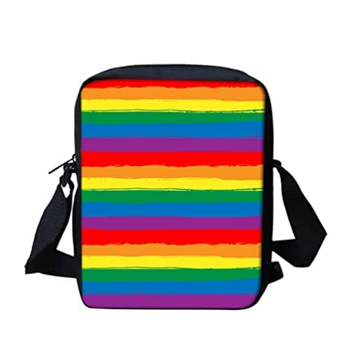 Image of SCRAWLGOD Rainbow Pride Crossbody Shoulder Bag for Womens Ladies Travel Mini Messenge Bag Casual Sport Bookbags Kids Back to School Gifts